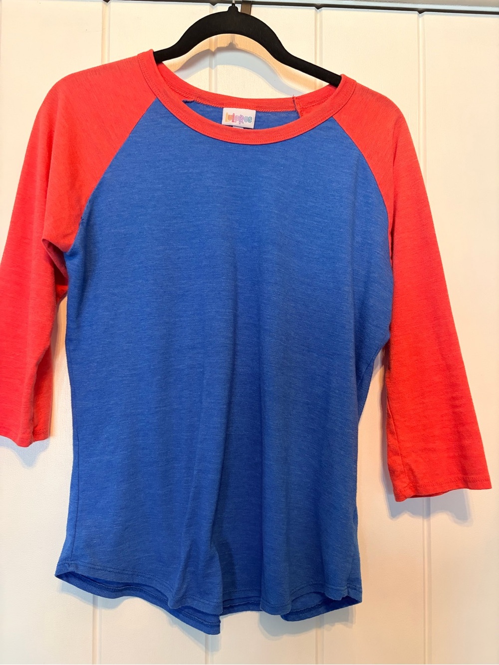 Women's Blue and Red Raglan Baseball Tee - Brand Unspecified
